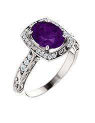 14K White Gold 9.00x7.00mm Oval Cut Chatham Created Alexandrite and Diamond Ring -- LIFETIME WARRANTY