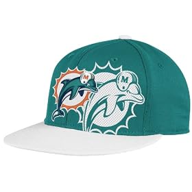 Miami Dolphins Reebok Double Logo Team Color Flex Fit Hat