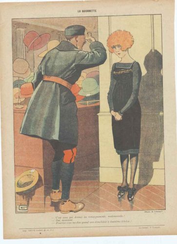 Art Deco Humour Demobilised 1919 France