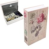 EIOU 9.6 x 6.2 x 2.2 inches Beatiful Rose Inches Book Safe with Key Lock, Metal,safe for money