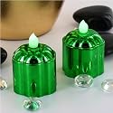 FL-1521 | Professional Quality 2 Piece LED Green Flower Tea Light Battery Candle Set, A safe and effective way of dressing tables for any event