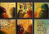 Modern Oil Painting on Canvas Stretched-Framed Ready to Hang - Colorful Season