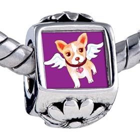Chihuahua Dog Heaven Photo Flower Beads Holiday Entire Gift Center Winter Sale Jewelry - Pandora Bead & Bracelet Compatible