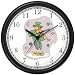 Leprechaun Playing Violin or Fiddle - Clovers, Shamrocks Irish or Celtic Theme Wall Clock by WatchBuddy Timepieces (Black Frame)