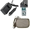 Extended Performance Replacement Mini Battery Travel Charger for Specific Digital Camera and Camcorder Models / Compatible with FUJIFILM NP-120, KODAK KLIC-5001, KYOCERA BP-1500S, PENTAX D-LI7, RICOH DB-43 charges with Intelligent-Charge Technology - Includes Car Adapter and Hard Case Camera Bag