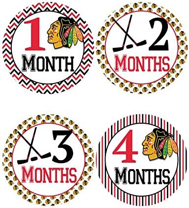 Chicago Blackhawks Themed Baby Milestone Stickers - Hockey Baby Belly Stickers