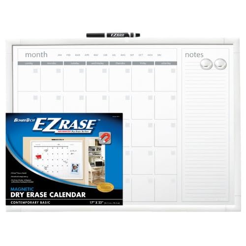 Cra-Z-Art Dry Erase Calendar Board, Contemporary Basic White Plastic Frame,