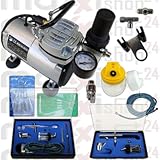 Airbrush-Set AS-18-2-E1 Komplett-Set Kompresor Set 11tlg. Mit 2 Pistolen Airbrush-Set AS-18-2-E1 Komplett-Set Kompresor Set 11tlg. Mit 2 Pistolen