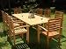 Outdoor Living : 9 PC Teak Garden Patio - 94" Double Extension Rectangle Table, 8 Stacking Chairs
