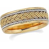 14K Two-Tone Gold Hand-Woven Wedding Band For Men and Women - Size 9.5