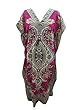 Pink Kaftan Women's Floral Print Resort Wear Long Caftan