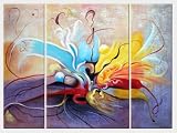 Blooming Colorful Modern Flower - 3 Canvas Set Oil Painting 36 x 48 inches