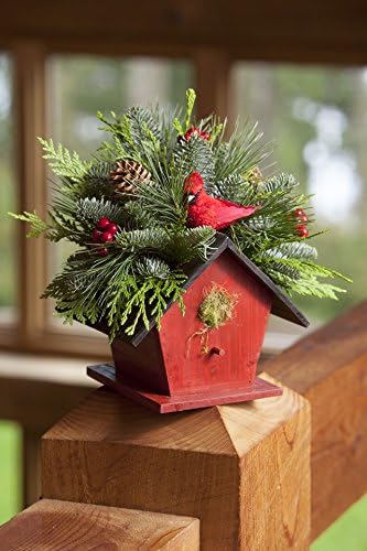 Northwest Wreaths: Fresh Live Evergreen Products. 9" Birdhouse Centerpiece (8" Wide). Fresh Greens Delivered To Your Doorstep! Made In The USA! (9" BIRDHOUSE CENTERPIECE)