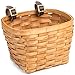 Retrospec Bicycle The Gingham Hand Woven Wood Picnic Bike Basket with Authentic Leather Straps & Brass Buckles, Cedar