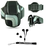 Black Adjustable Deluxe Sportband / Workout Armband with Adaptable Neck Str ....