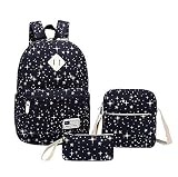 WSince 小さな新鮮な3ピーススタードットバッグのショルダーバッグのファッションのキャンバスのバックパックグレー ブルー
