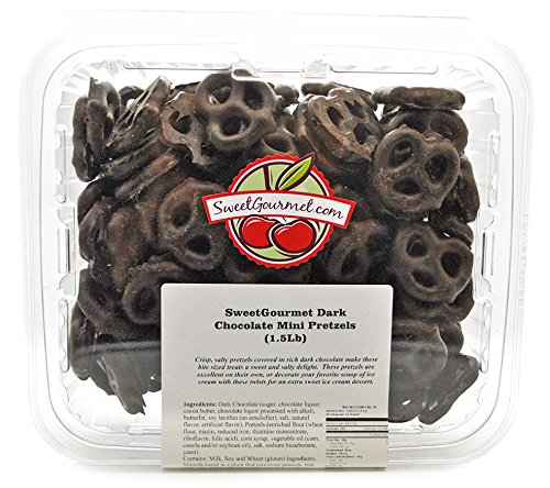 SweetGourmet Dark Chocolate Covered Mini Pretzels, 1.5Lb