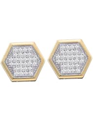 10K Yellow Gold 0.20CT White Diamond Hexagon Micro-Pave Earrings
