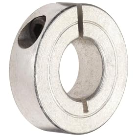 Climax Metal H1C-056-A Shaft Collar, Aluminum, One Piece, 9/16 " ID, 1-1/4" OD, 3/8" Wide, With  1/4-20 x 1/4 Clamp Screw