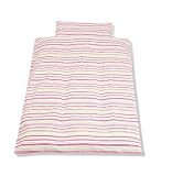 Pinolino 630585-7 - Bett- und Kopfkissenbezug f&uuml;r Kinderbetten, Streifen rosa/gr&uuml;n