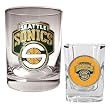Seattle Sonics NBA Rocks Glass & Square Shot Glass Set - Primary Logo by Great American Products