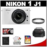 Nikon 1 J1 10.1 MP Digital Camera Body with 10-30mm VR Lens (White) with 32 ....