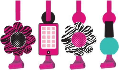 Zebra Boutique Party - Pink &amp; Zebra Print Party Blow Outs x 8