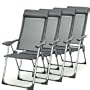 Lot de 4 chaises pliantes de jardin camping en alumium grises 5 positions