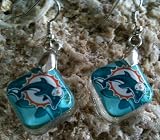 Miami Dolphins Altered Art Handcrafted Resin Dangle Earrings (5047-E)