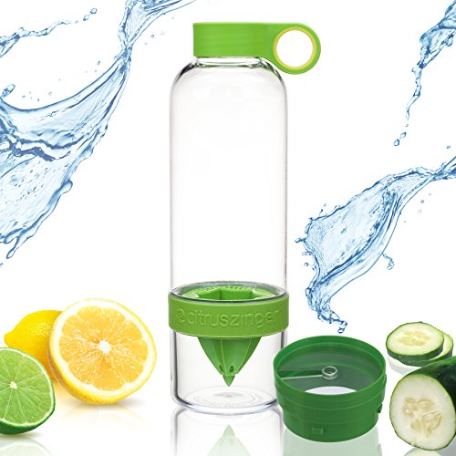 Citrus Zinger Fruit Water Infuser - Active Infusion Juicer and Cucumber Water Acessory - Tritan Plastic 28oz GREEN