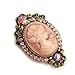 Pink Cameo Brooch Pin Charm Women Fashion Jewelry Necklace Pendant Compatible
