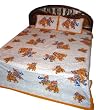 3 Pc Set Designer Bed Sheet Block Print in Cotton King/queen Size From India 108"