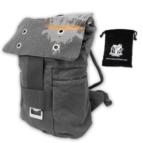 Dark Grey Silk-Screened Canvas Backpack for your 7-10 Sony Netbook **Includes Accessory Bag