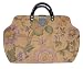 ArtisanStreet's Lilac & Green Floral Tapestry Carpet Bag with Shoulder Strap. Features Warm Golden Background. Limited Edition. Use as an Overnight Bag or Even as a Briefcase.