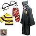 Harry Potter Robe Cloak+Tie+Glasses+Scarf Cosplay Costume (Gryffindor)