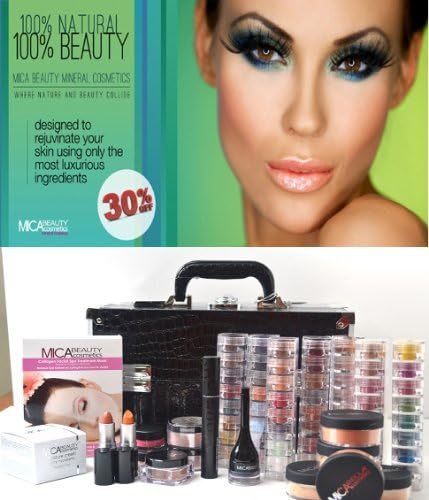 Bundle 25 Items: Micabeauty Cosmetics Professional Artist Mineral Makeup Medium Skin Set Black Case + Aviva Snow Man Nail Kit