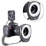 Neewer 48 Marco LED Ring Light with 6 Adapter Rings (49mm, 52mm, 55mm, 58mm, 62mm or 67mm) for Macro Canon/Nikon/Sony/Sigma/Tamron Lens