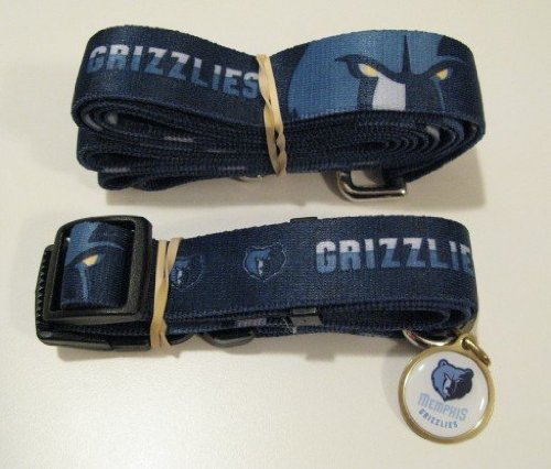 Memphis Grizzlies Pet Accessories Set - Medium (6' Leash, Collar, and ID Tag)
