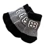 Petego Traction Control Indoor Socks for Dogs, Black/Gray, X-Small, Set of 4