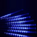 LED汎用ライト イルミネーションライト　間接照明 光が踊る 流星 流れるLEDライト 高輝度 耐久性　30cm LEDライト 流星雨8本セット (ブルー)
