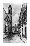 Historic Print (XL): [A Narrow street in old Havana, Cuba, church on left]