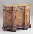 Narrow Sized Console with Painted Vase & Flowers Motif 43"w Cabinet Chest Wood