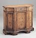Narrow Sized Console with Painted Vase & Flowers Motif 43"w Cabinet Chest Wood
