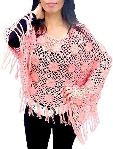 Vintage Women's Pink Alpaca Poncho Shawl Handmade
