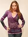 ED HARDY PLUM DISTRESSED TWO SWORDS TUNIC HOODIE