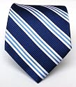 100% Silk Woven Navy Striped Tie