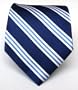 100% Silk Woven Navy Striped Tie