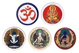 5 Yoga Refridgerator Magnets: Om, Ganesha, Medicine Buddha, Samantabhadra, White Tara