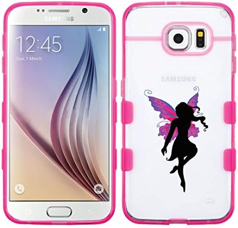 Samsung Galaxy S6 EDGE Butterfly Fairy Glassy Transparent Clear Gummy Cover (Transparent/Pink)