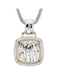 Sterling Silver and 14K Yellow Gold Diamond Pendant with Chain -- LIFETIME WARRANTY